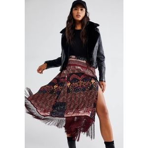 Free People Multicolor Fringe Maxi Skirt sz 10